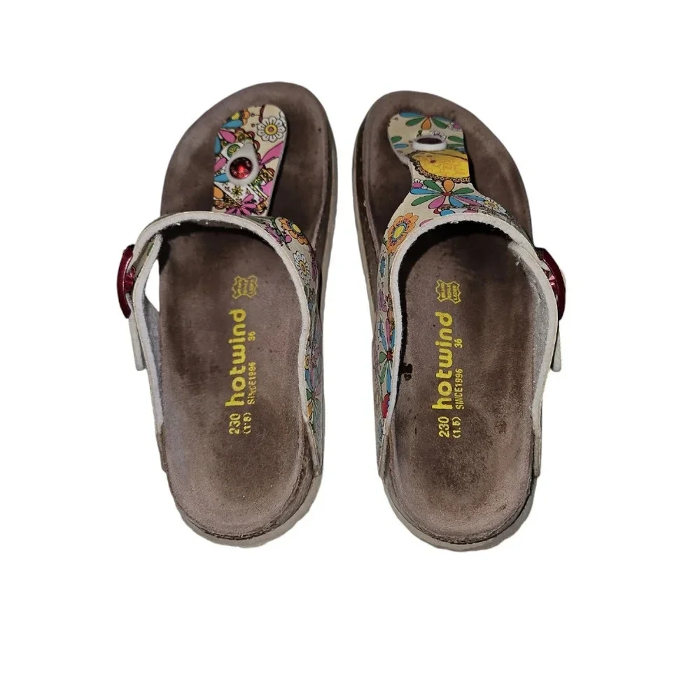 Hotwind Women's Floral Cork Sandal Size‎ 36